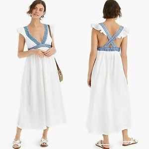 NWT J Crew Ruffle Deep V-Neck Beach Dress